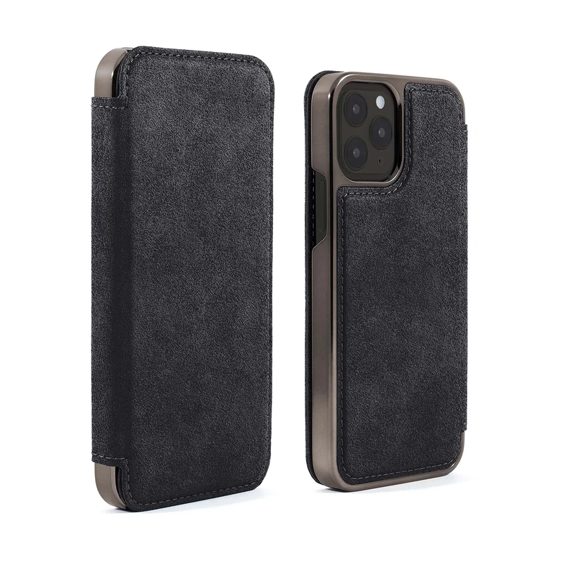 Greenwich BLAKE Alcantara Case for iPhone 13 Pro Compatible with MagSafe Wireless Charging - Beluga (Black)