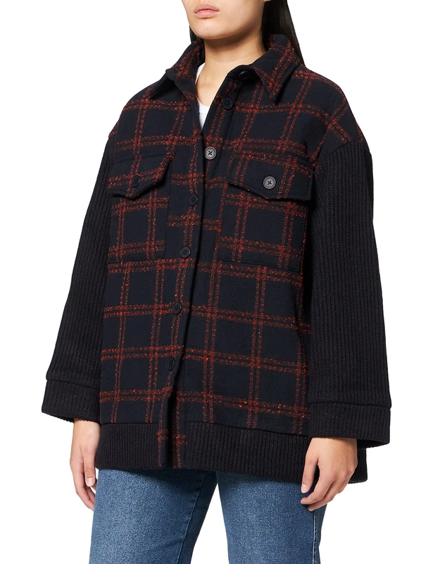 IPEKYOL Women's Hips Knitwear Mix coa Coat, Navy, 36