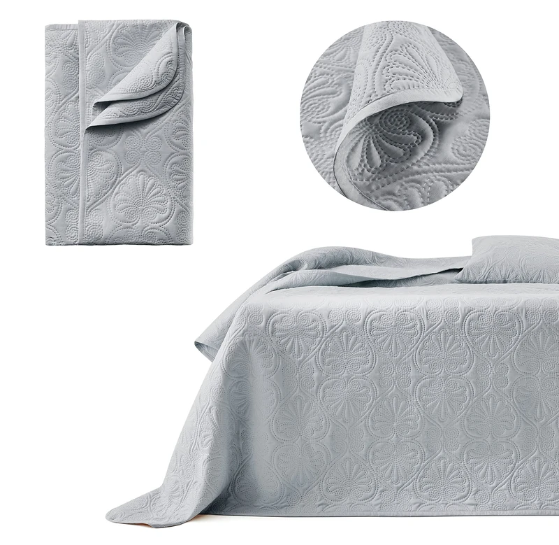ROOM99 Leila Elegant Light Grey Bedspread 240 x 260 cm – Versatile Blanket as a Bed Throw or Sofa Throw – Quilted Style – Ideal as a Bedspread