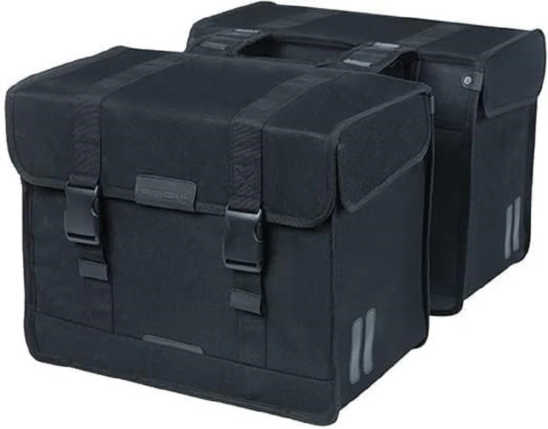 Basil Double Bicycle Bag Kavan Eco Classic Black 58 litres Organic Canvas