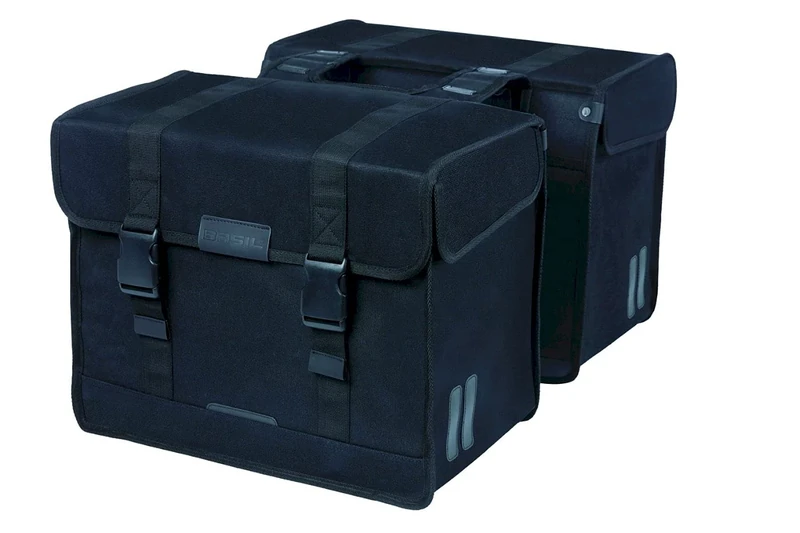 Basil Double Bicycle Bag Kavan Eco Classic Black 68 litres Organic Canvas