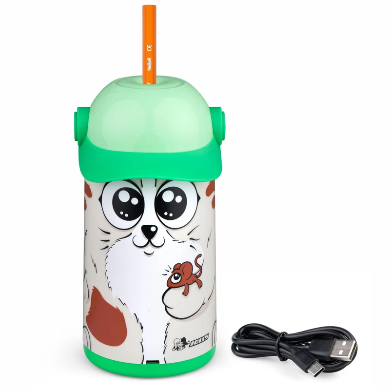 JOLLY Alex Electric Sharpener for All Pen Shapes, Universal High Speed Sharpener, Rechargeable Battery, Auto Feed and Auto Stop, Cat Design, Ideal for School, Nursery or Home