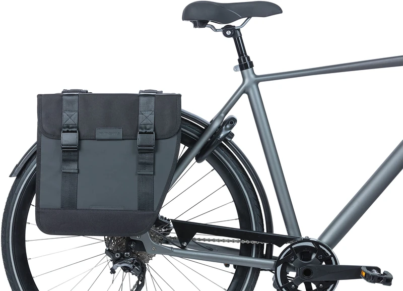 Basil Double Pack Bag Tour Waterproof XL Attachment: Universal Bridge | Black | For I Rack/MIK