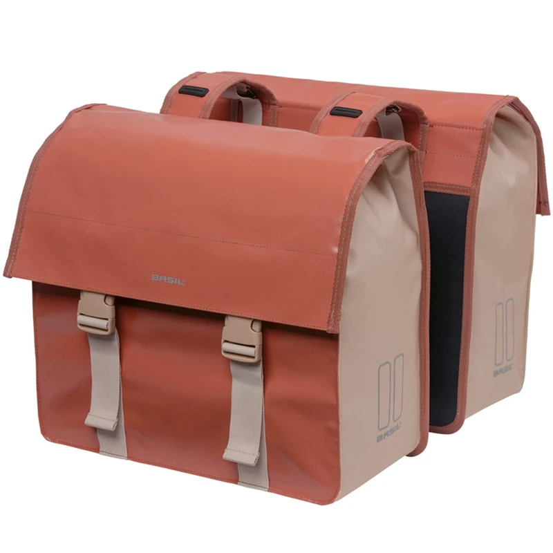 Basil Double Bicycle Bag Urban Load Terra Red/Rose 48-53 litres Tarpaulin 40.5 x 17.5 x 46 cm