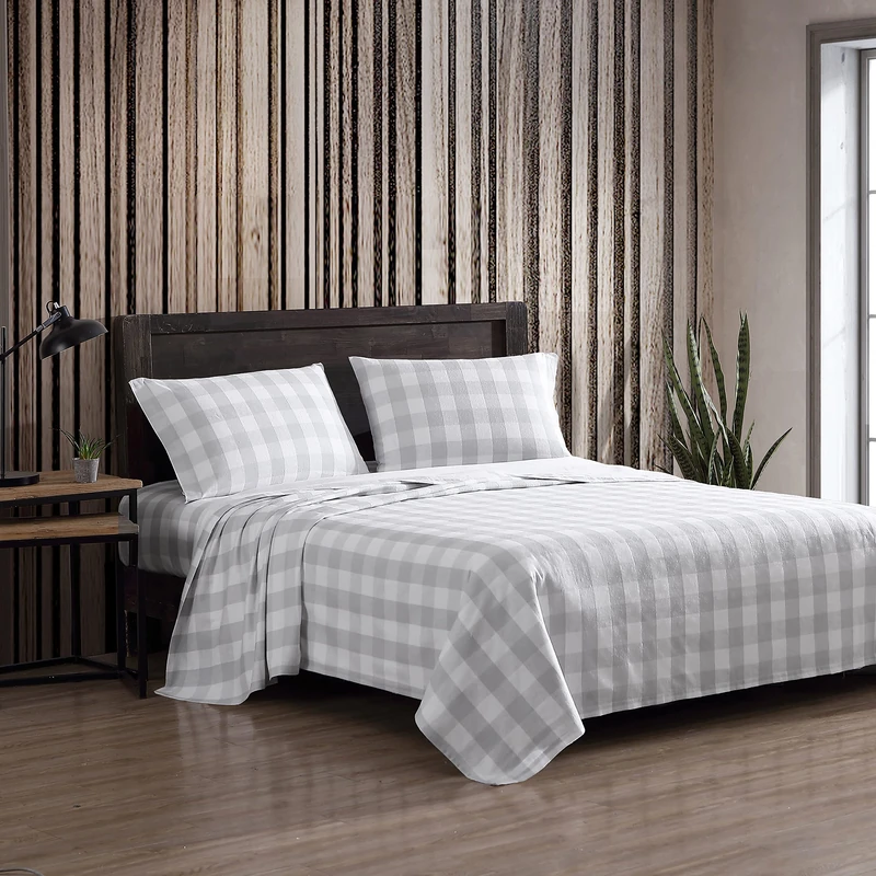 Eddie Bauer - Flannel Collection Cotton Bedding Sheet Set, Pre-Shrunk & Brushed for Extra Softness, Comfort, and Cozy Feel, Twin, Lakehouse Plaid