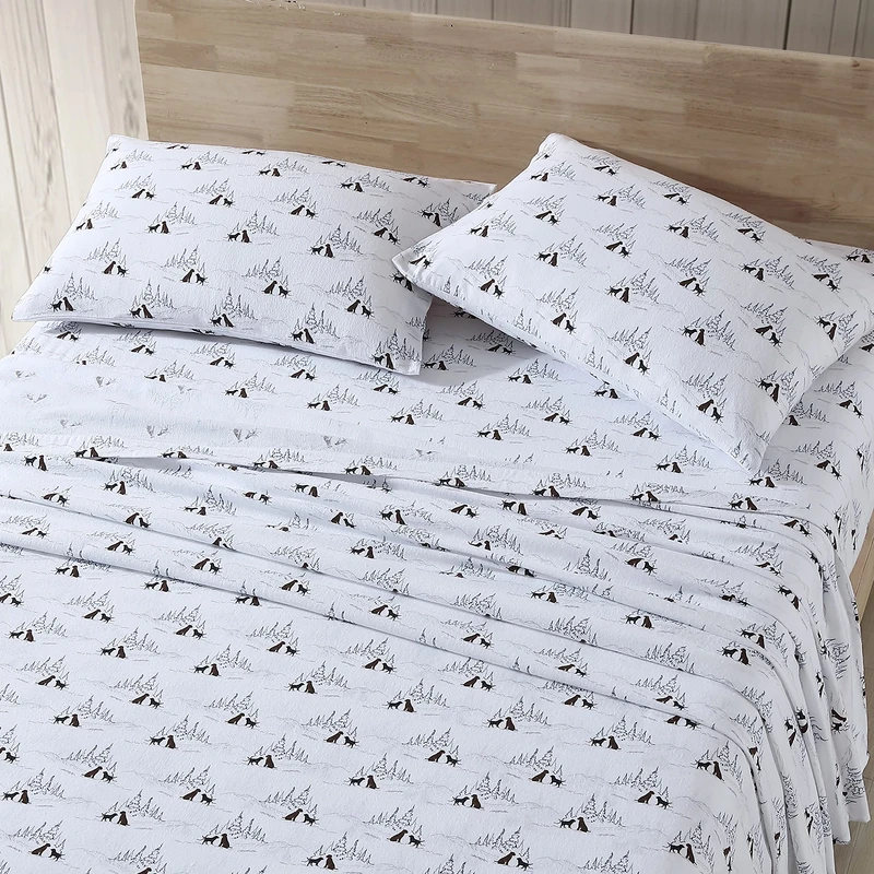 Eddie Bauer - King Sheets, Cotton Flannel Bedding Set, Brushed for Extra Softness, Cozy Home Decor (Dog Friends White, King)