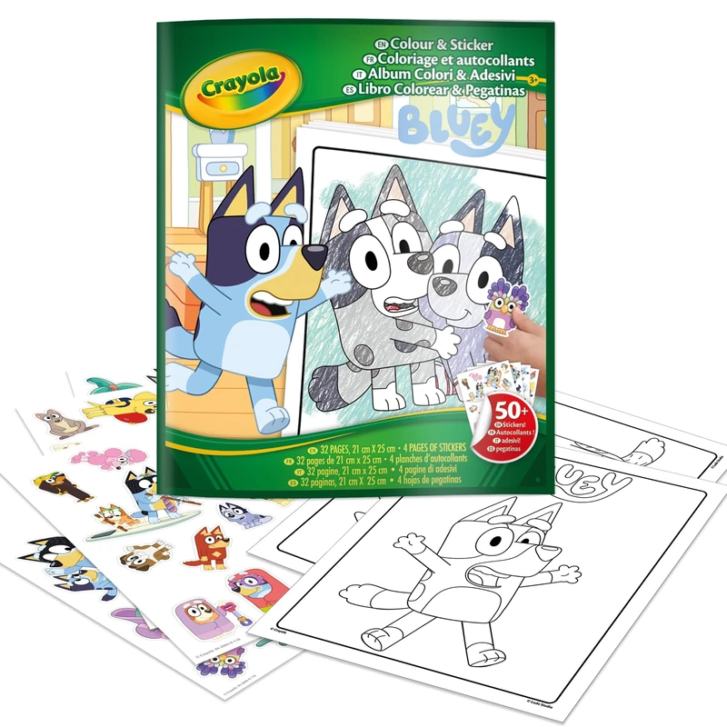 Crayola Bluey Color & Sticker Activity, Bluey Coloring Book, 32 Coloring Pages, Gift for Kids, Ages 3, 4, 5, 6 - Image 1