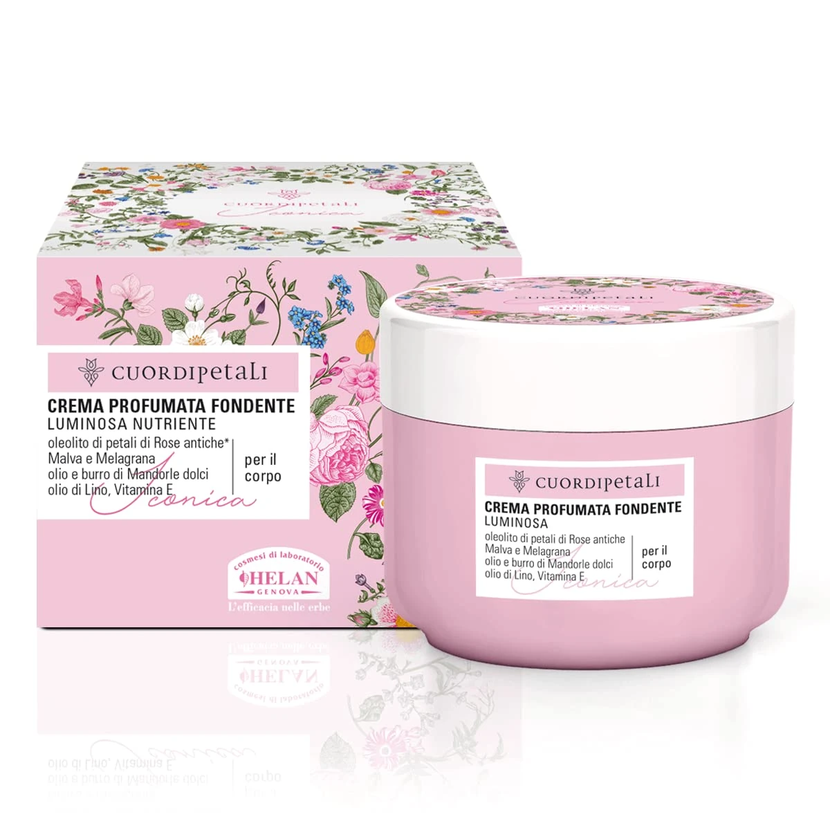 Helan Cuor di Petali - Nourishing, Scented Body Cream with Vitamin E, Sweet Almond Oil, Ancient Rose Petals - Non-Greasy, Melting, Gentle Moisturiser with Softening, Silky Effect - Made in Italy 200ml