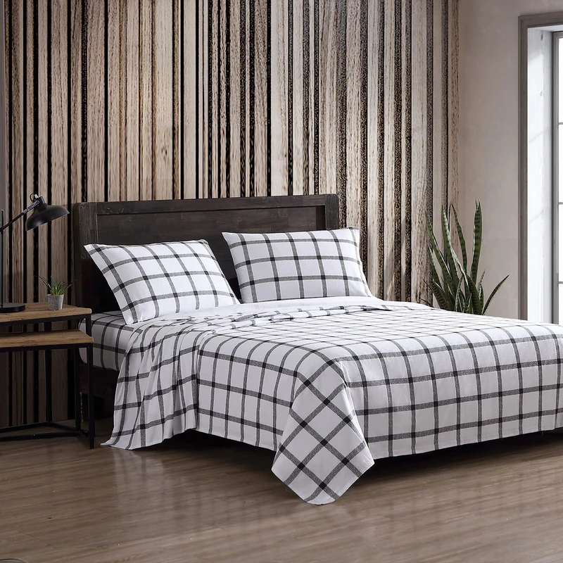 Eddie Bauer - King Sheets, Cotton Flannel Bedding Set, Brushed for Extra Softness, Cozy Home Decor (Bunkhouse Plaid, King)