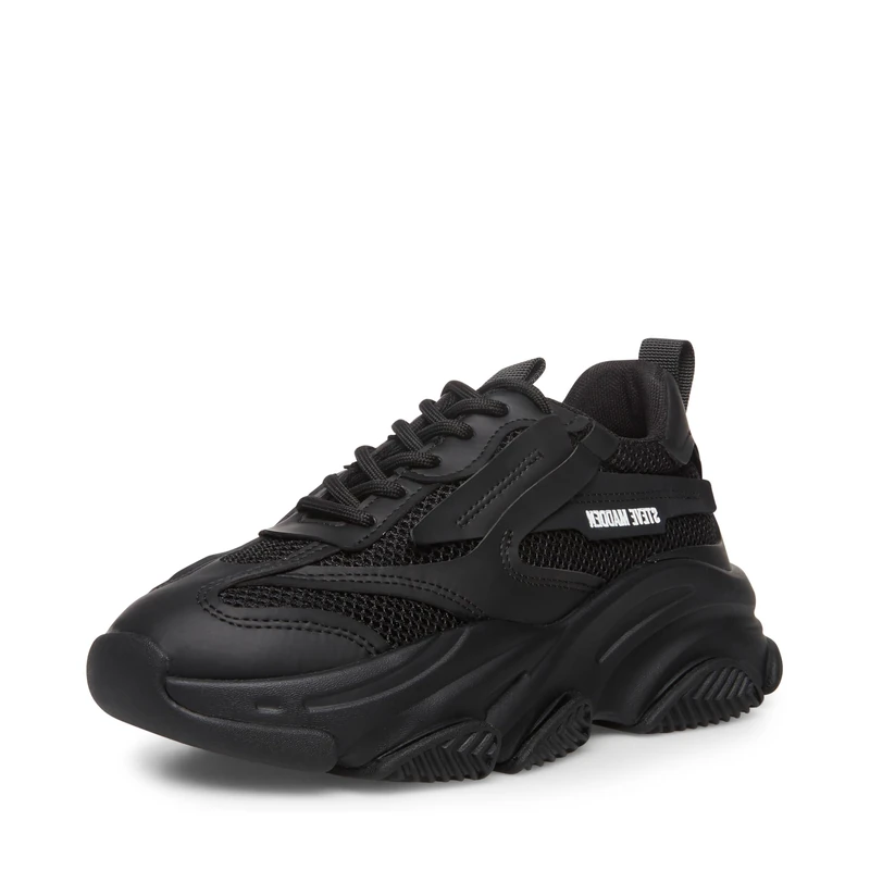 Steve Madden Women's Possession Sneaker, Black, 3.5 UK