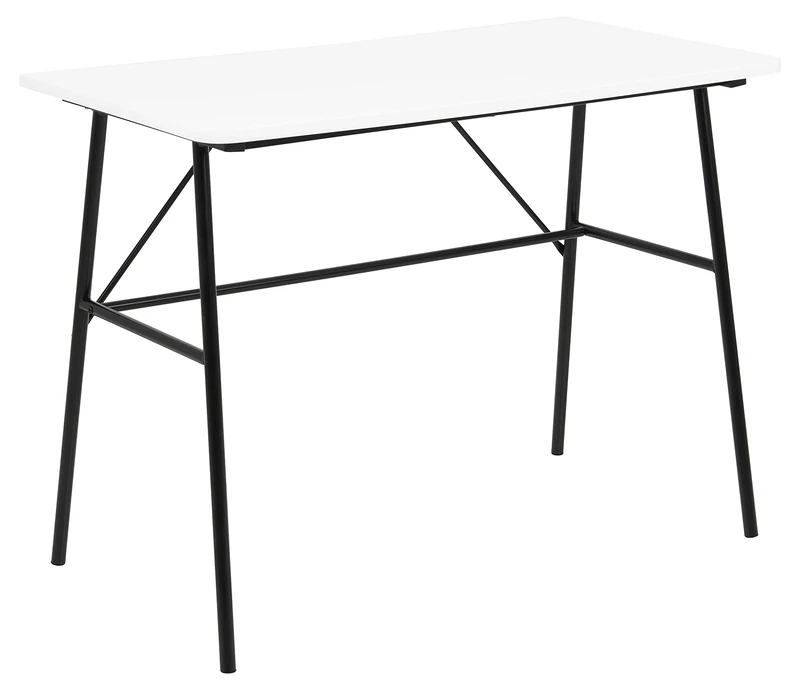 Amazon Brand - Movian Rectangular Writing Desk with 3 drawers, Matt White Wood and Black Base, 100 x 55 x 75 cm - Image 1