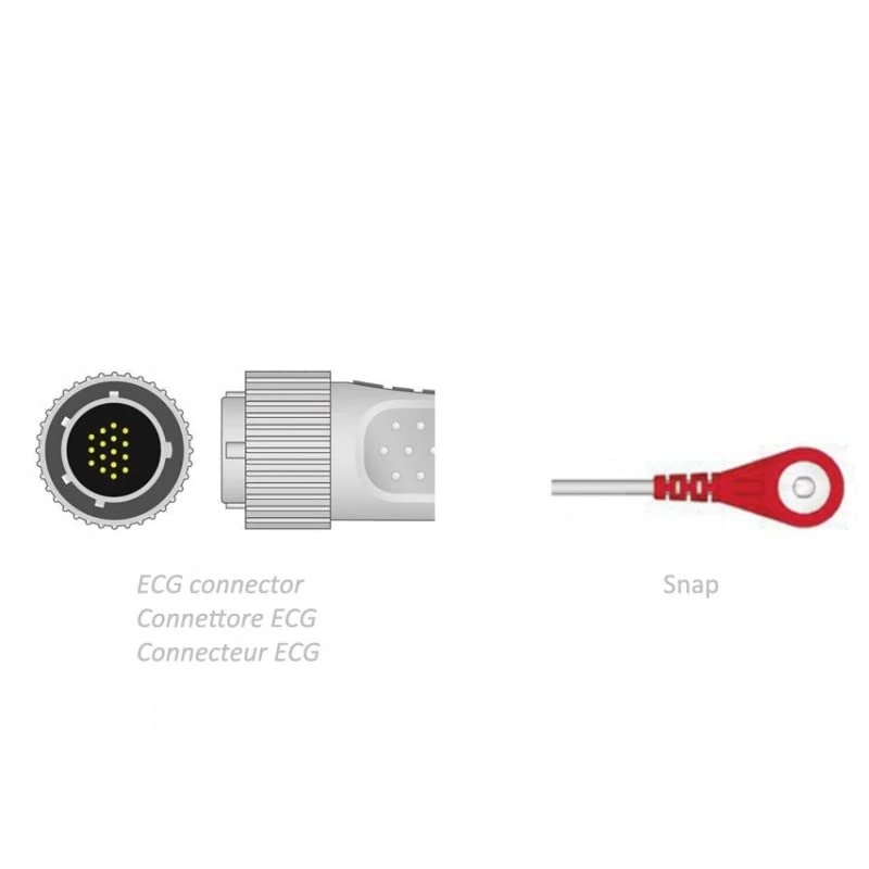 ECG PATIENT CABLE 2.2 m - snap - Cardioline compatible - Image 1