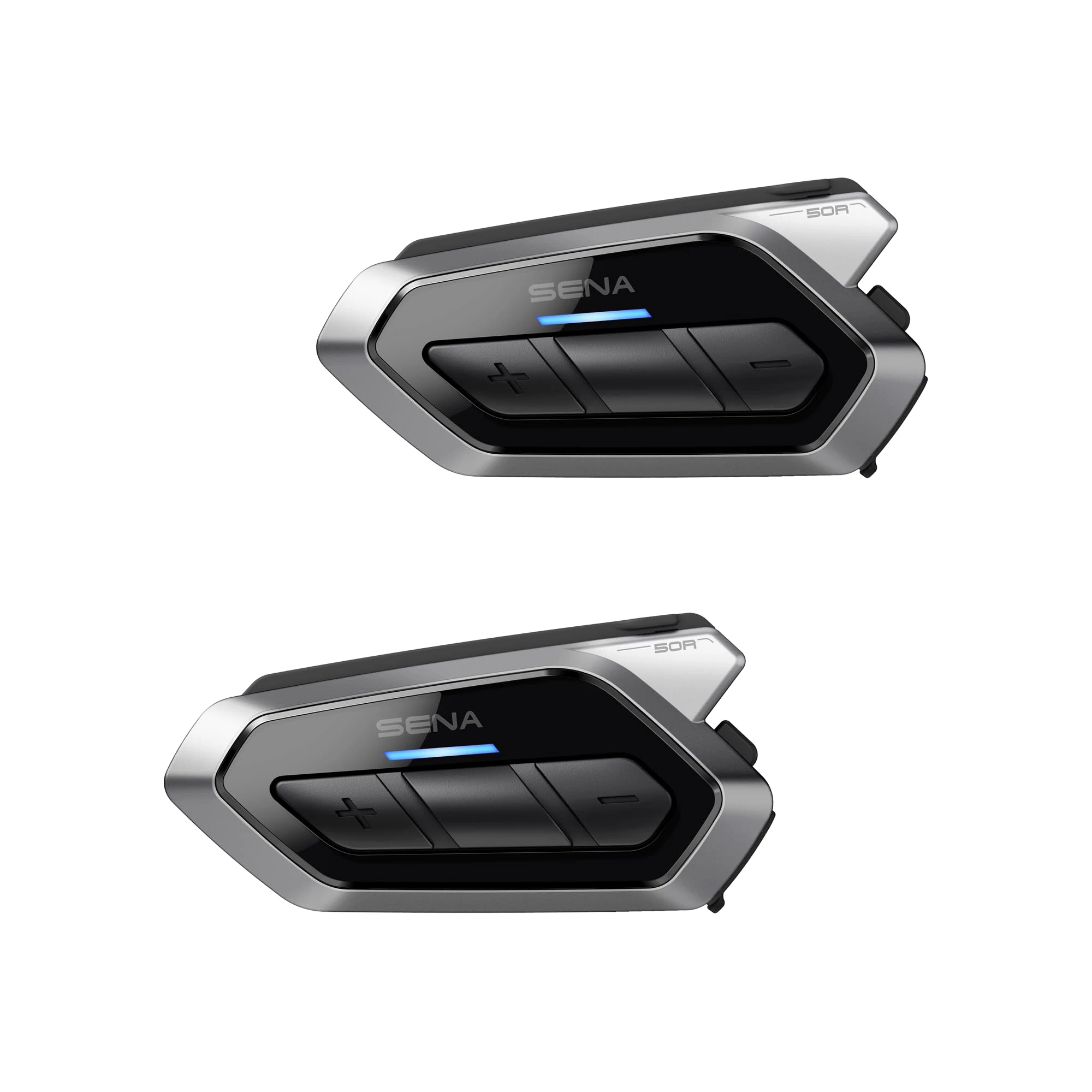Sena 50R 3-Button Motorcycle Bluetooth Headset w/Sound by Harman Kardon Integrated Mesh Intercom System Premium Microphone & Speakers, Dual Pack