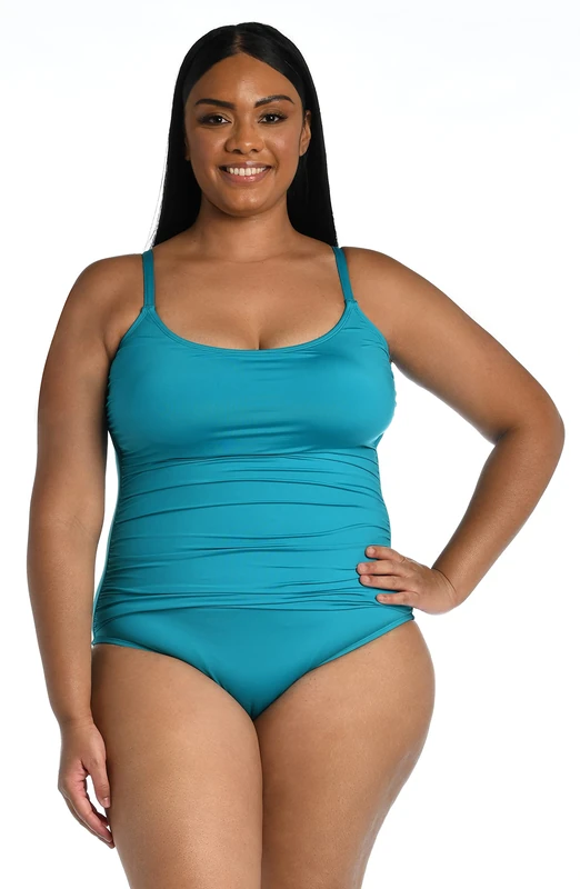 La Blanca Women's Island Goddess Lingerie One Piece Swimsuit, Turquoise, 22 Plus - Image 1