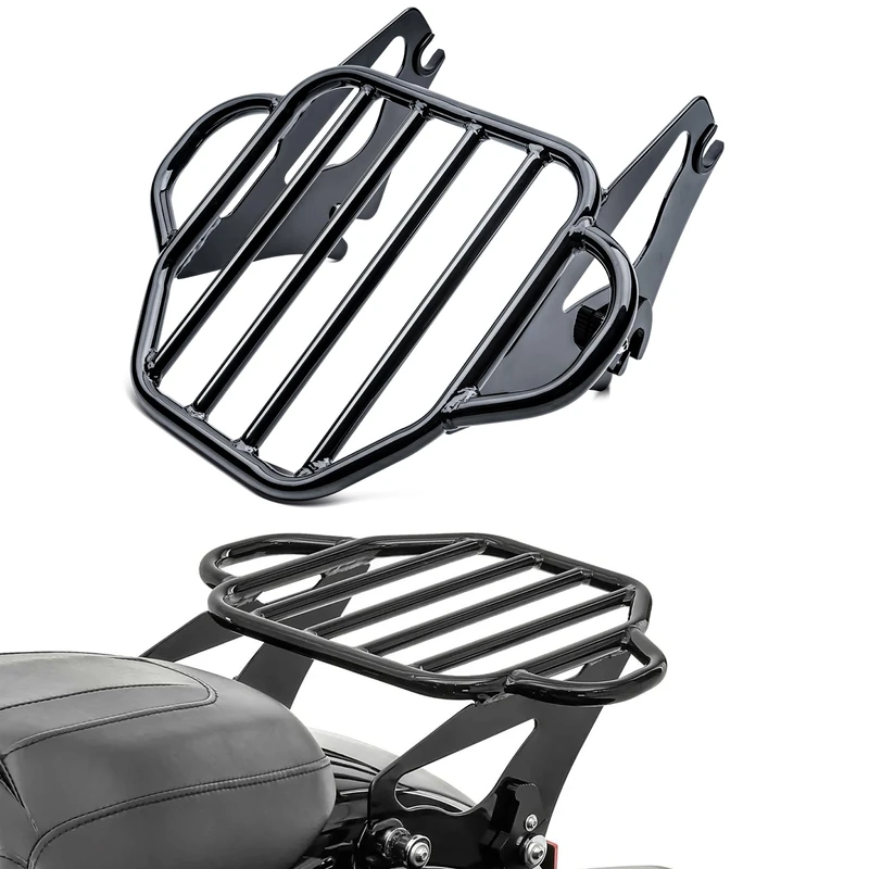 MoKitDora Detachable Two-Up Luggage Rack Mounting Rack Compatible with Harley Touring Road King Road Glide Street Glide Electra Glide 2009-2022, Black