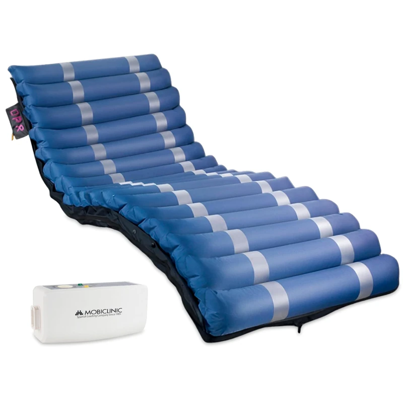 Mobiclinic® Pro, Alternating Air Decubiter Mattress, 200 x 105 x 12, 8 cm, Silent Compressor, Mobi 3 Plus, Single 105 cm Wide, 17 Cells, for Bedsores Grade I, II and III, Blue