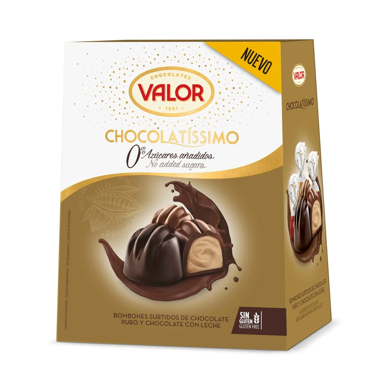 Valor Sugar Free Chocolate Truffles - Assorted Milk & Dark Diabetic Chocolate Pralines, Fine Cocoa Sweetened with Stevia by Master Chocolatiers - A Chocolate Gift for Mothers Day, Gold Assorted 200g
