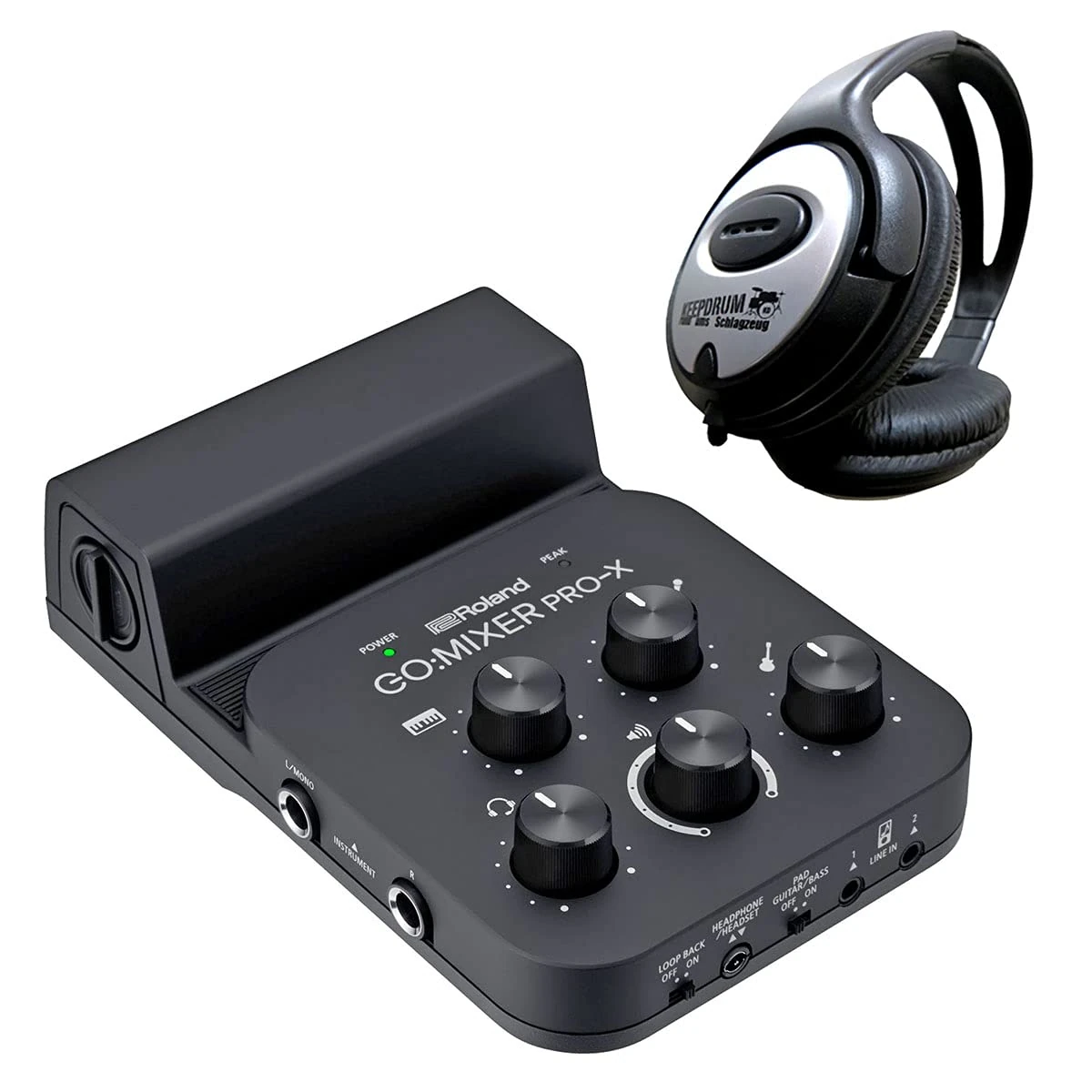 Roland GO:Mixer Pro-X Audio Interface for Mobile Devices + Keepdrum Headphones