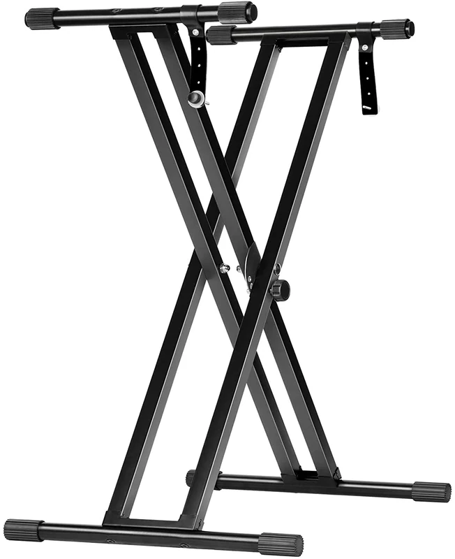 CAHAYA Adjustable Keyboard and Panio Stand Heavt Duty Double X Style Gigital Electric Paino Stand with Locking Straps for 61 76 88 Keys, Model CY0245