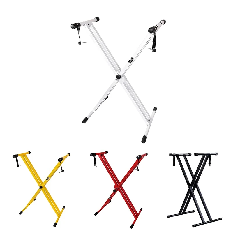 Kadence Heavy-Duty, Double-X, Adjustable Piano Keyboard Stand with Locking Straps, NK13-3kg Dual Braced. (White) - Image 1