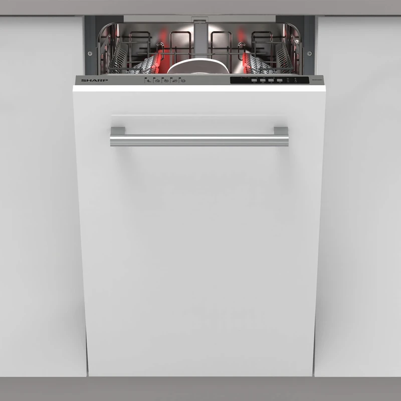 Sharp QW-NS14I49EX-EN 45cm Dishwasher - 10 Settings, 2 Racks, White