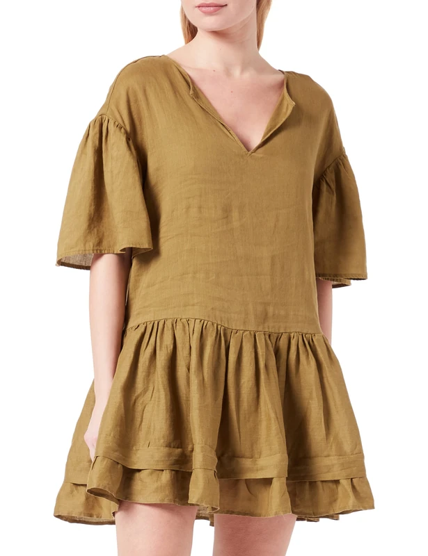 Sisley Womens Dress 4W4ALV00Y Dress, Olive Green 350, 44 - Image 1