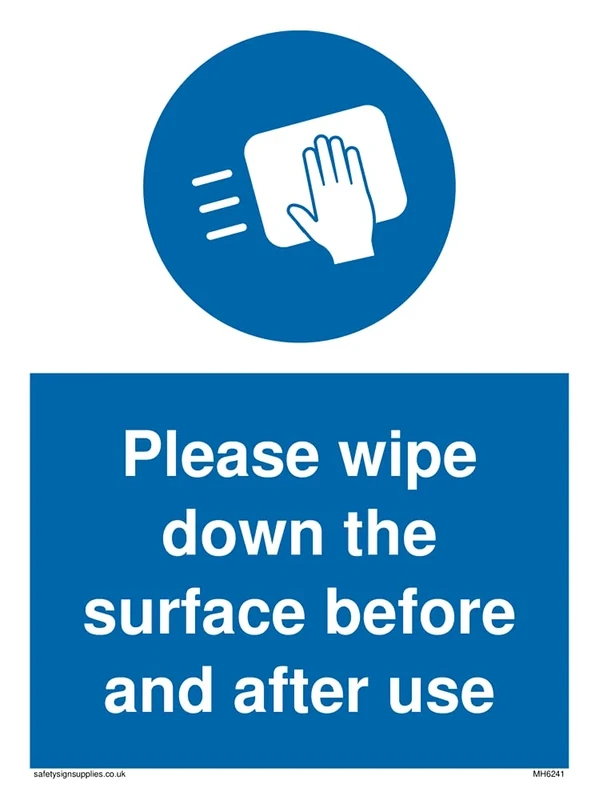 Pack of five - Please wipe down the surface before and after use Sign - 150x200mm - A5P