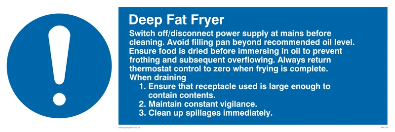 Pack of five - Deep Fat Fryer Rules Sign - 300x100mm - L31 - Image 1
