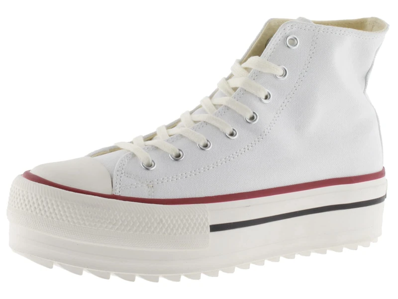 victoria Tribu Canvas High-Top Trainers & Retro Logo & Double Serrated Sole 1061121 for Women Blanco 38