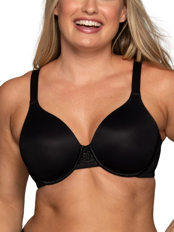 Vanity Fair Women's Full Figure Beauty Back Smoothing Bra, 4 Way Stretch Fabric, Lightly Lined Cups Up to H, Underwire - Black, 36H US