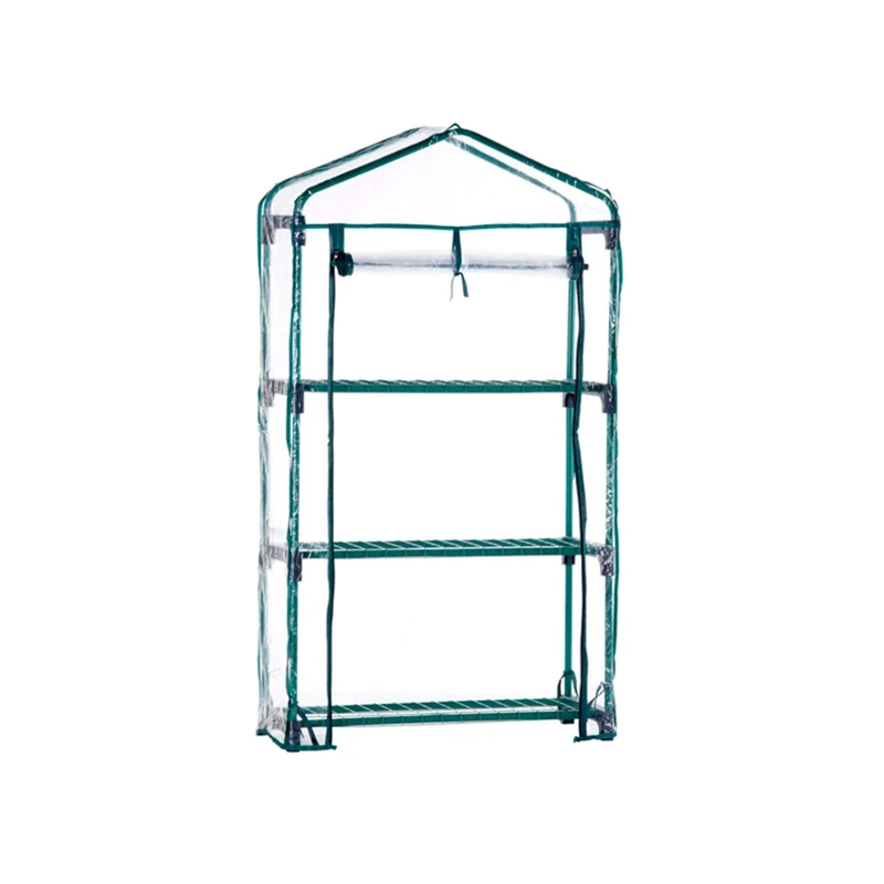 Gardiun Greenhouse PVC/Steel Leaf I 3 Shelves 69 x 49 x 130 cm Green with Zip Door