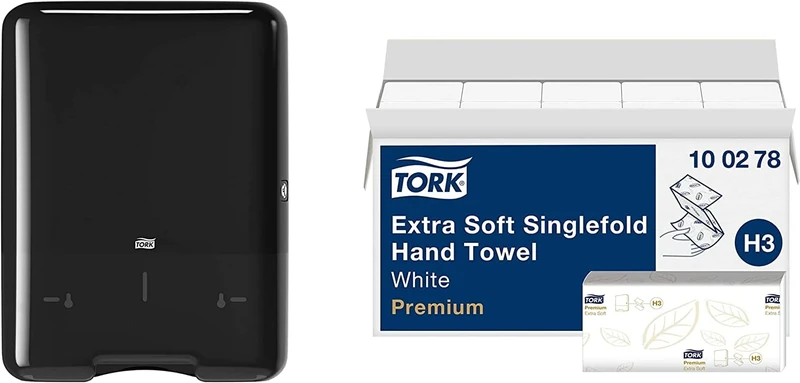 Tork Singlefold Hand Towel Dispenser + Refill Set - H3 - Singlefold Paper Hand Towels, Absorbent & Tear Resistant (15 x 250 Sheets)