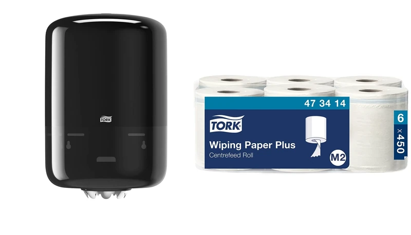 Tork Wall Mounted Centrefeed Dispenser + Refill Set - M2 - Multipurpose Wiping Paper Pack (6 x 150.7m)