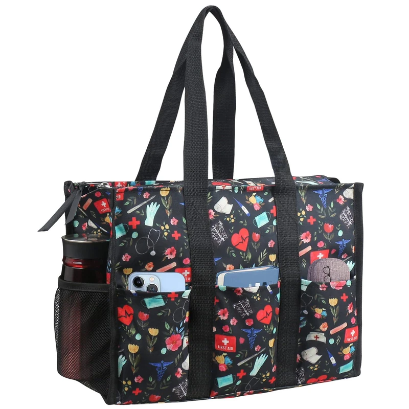 ABAMERICA Nurse Bag - 14-inch Medical Floral Nursing Tote