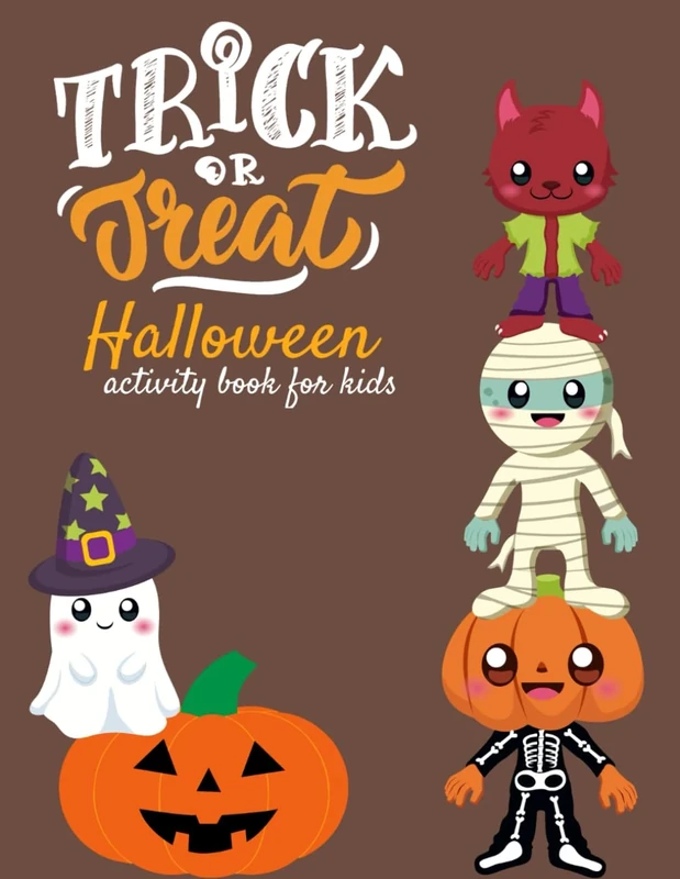 Trick or Treat: Halloween Themed Activity Book for Kids, Large Size 8.5 x 11