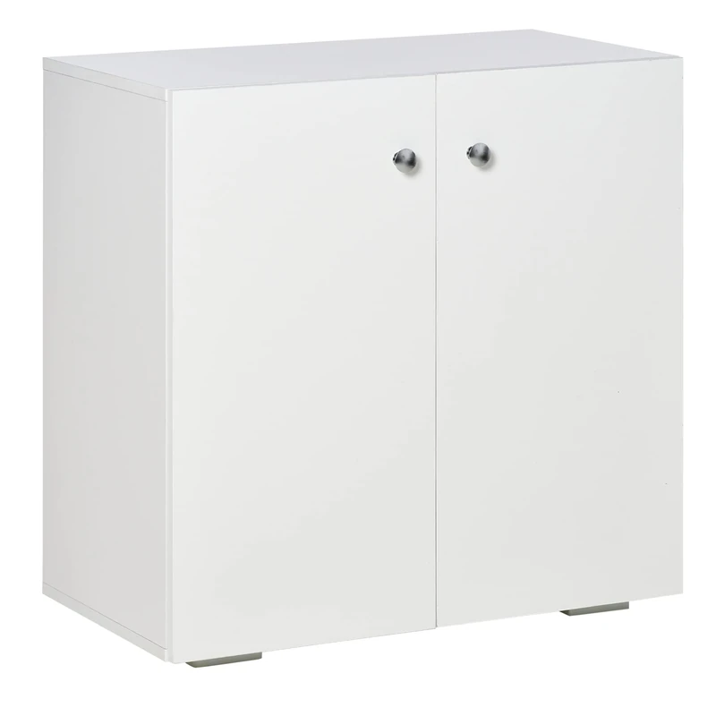 HOMCOM Storage Cabinet w/Two Shelves Wooden Sideboard Freestanding Kitchen Cupboard Bookcase - White