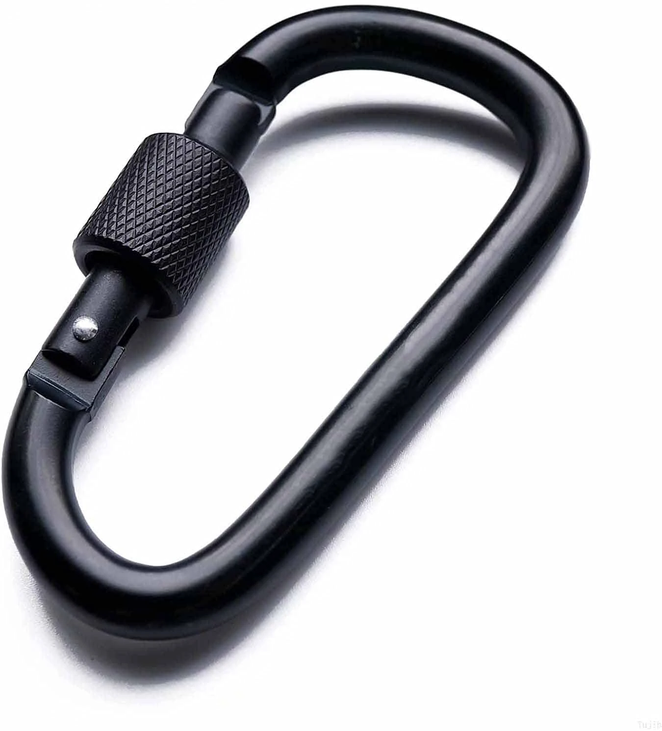 Aluminum Alloy Carabiner Heavy Duty D Ring Clip Hook Locking Carabiner D Shape Keychain Camping Accessories for Outdoor, Fishing, Hiking, Traveling, Fishing, Backpack （Black)