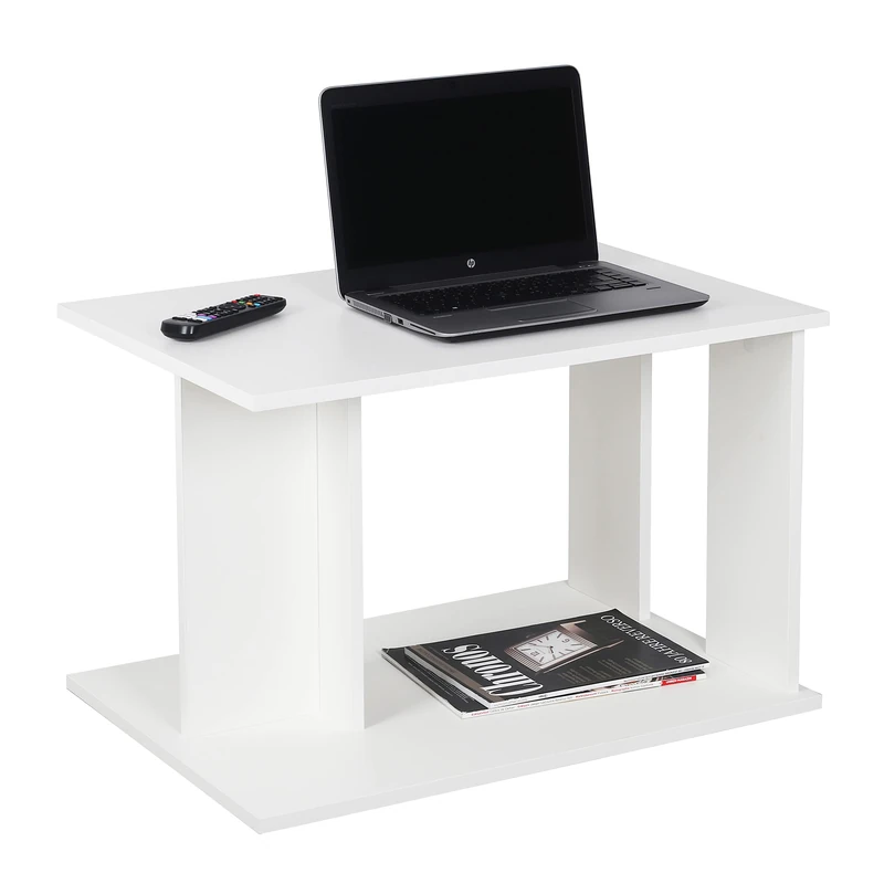 RICOO WM093-WM Coffee Table with Storage Space 69 x 44.5 x 50 cm Wood Matte White