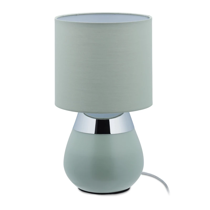 Relaxdays Touch Bedside Lamp, E14 Socket, Indirect Light, Oval Table Lamp with Lampshade, H 32 x D 18 cm, Green