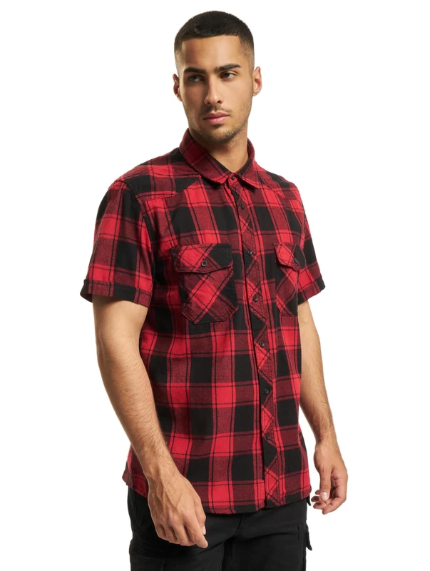 Brandit Check Shirt Short Sleeve, color: red/black, size: XXL