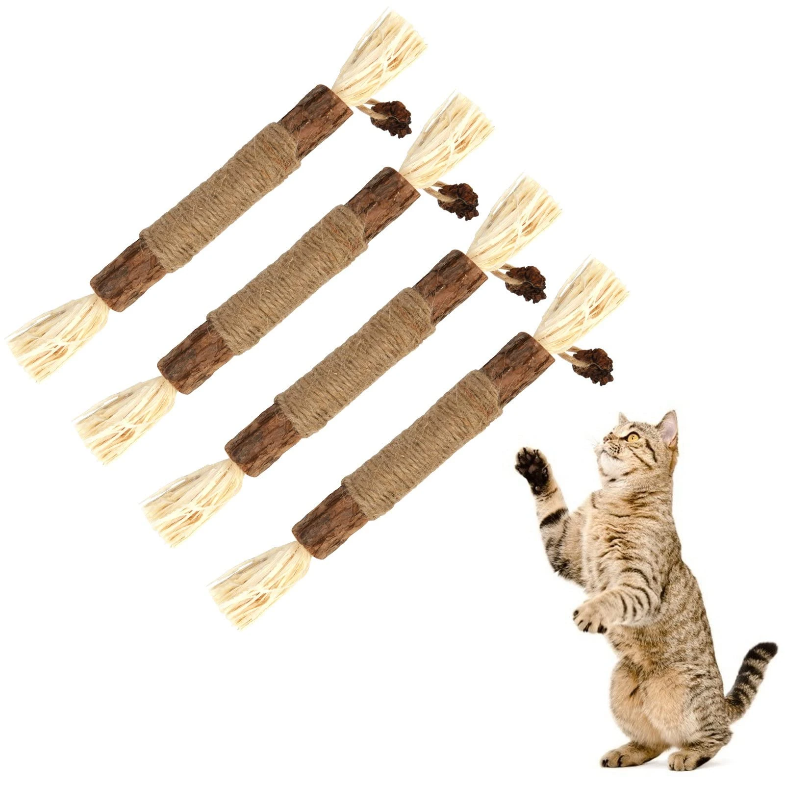 olyee Silvervine Chew Sticks,Kitten Toys Natural Cat Teeth Nip Cleaning Teeth Chew Catnip Toys for Indoor Cat Cleaning Kitten Stress Release