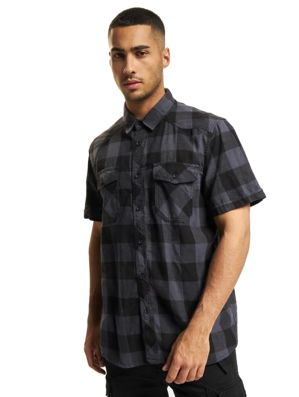 Brandit Check Shirt Short Sleeve, color: black/grey, size: 7XL