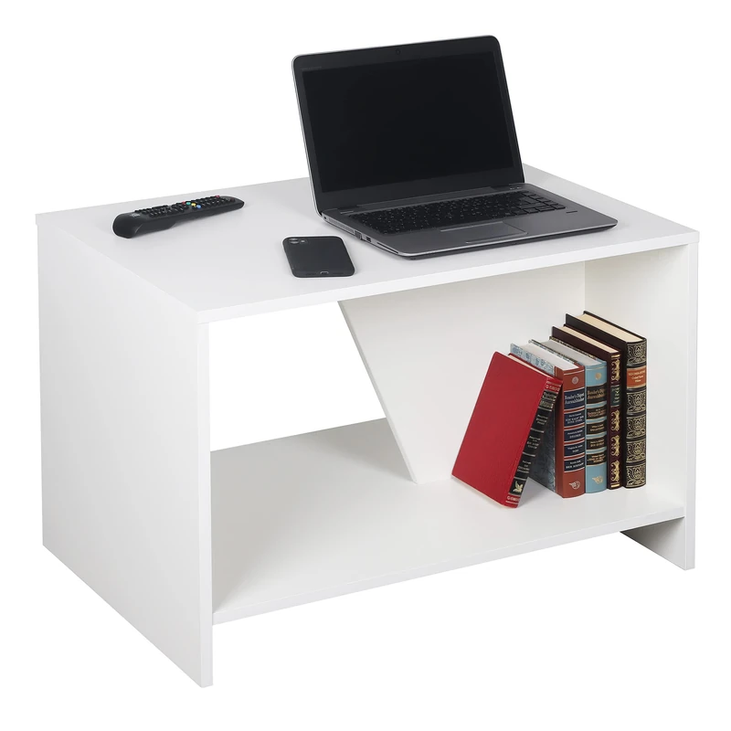 RICOO WM091-WM Coffee Table with Storage Space 75 x 50 x 50 cm Wood Matte White
