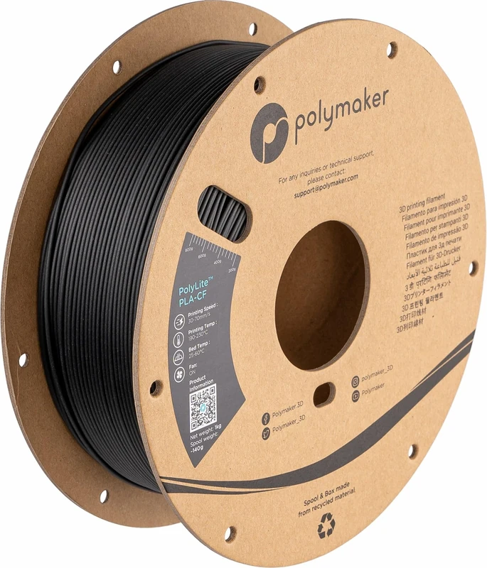 Polymaker Carbon Fiber PLA Filament 1.75mm, 1kg - PolyLite 1.75 PLA Carbon Fiber 3D Printer Filament Strong & Easy to Print & Matte Finish