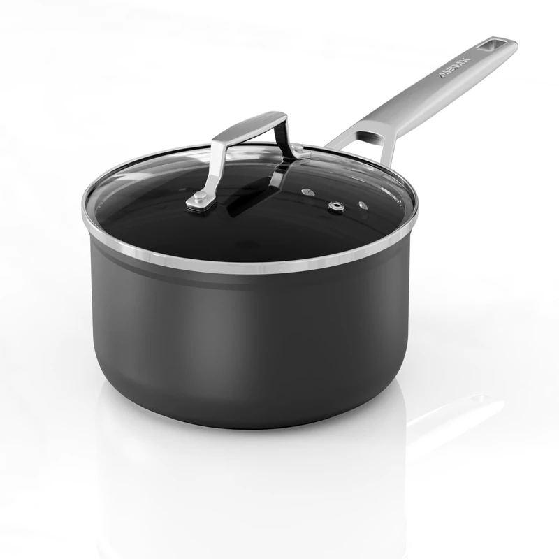 MSMK 16cm Saucepan with Lid, Non Stick Milk Pan with Cool Touch Stainless Steel Handles,Super Tough Easy Clean,4mm Stainless Steel Base Induction Compatible, Oven & Dishwasher Safe,10 Year Guarantee