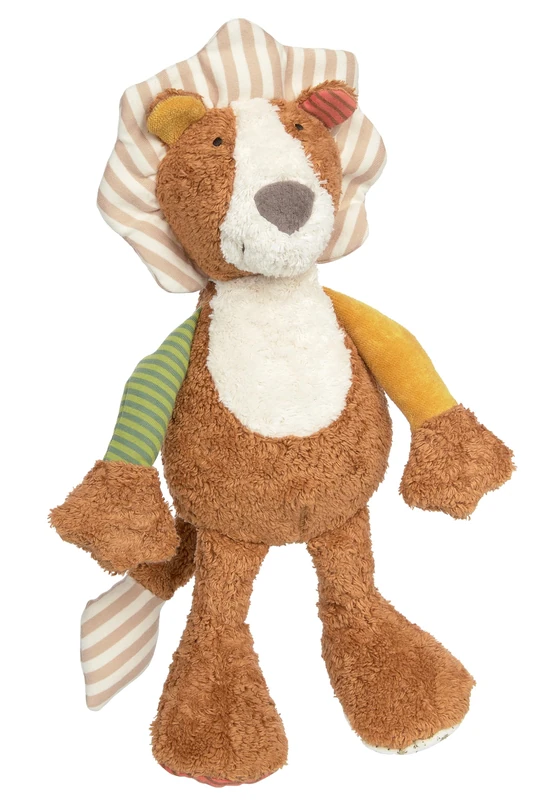 Sigikid 39554 Cuddly Toy - Patchwork Lion in Brown/White/Beige