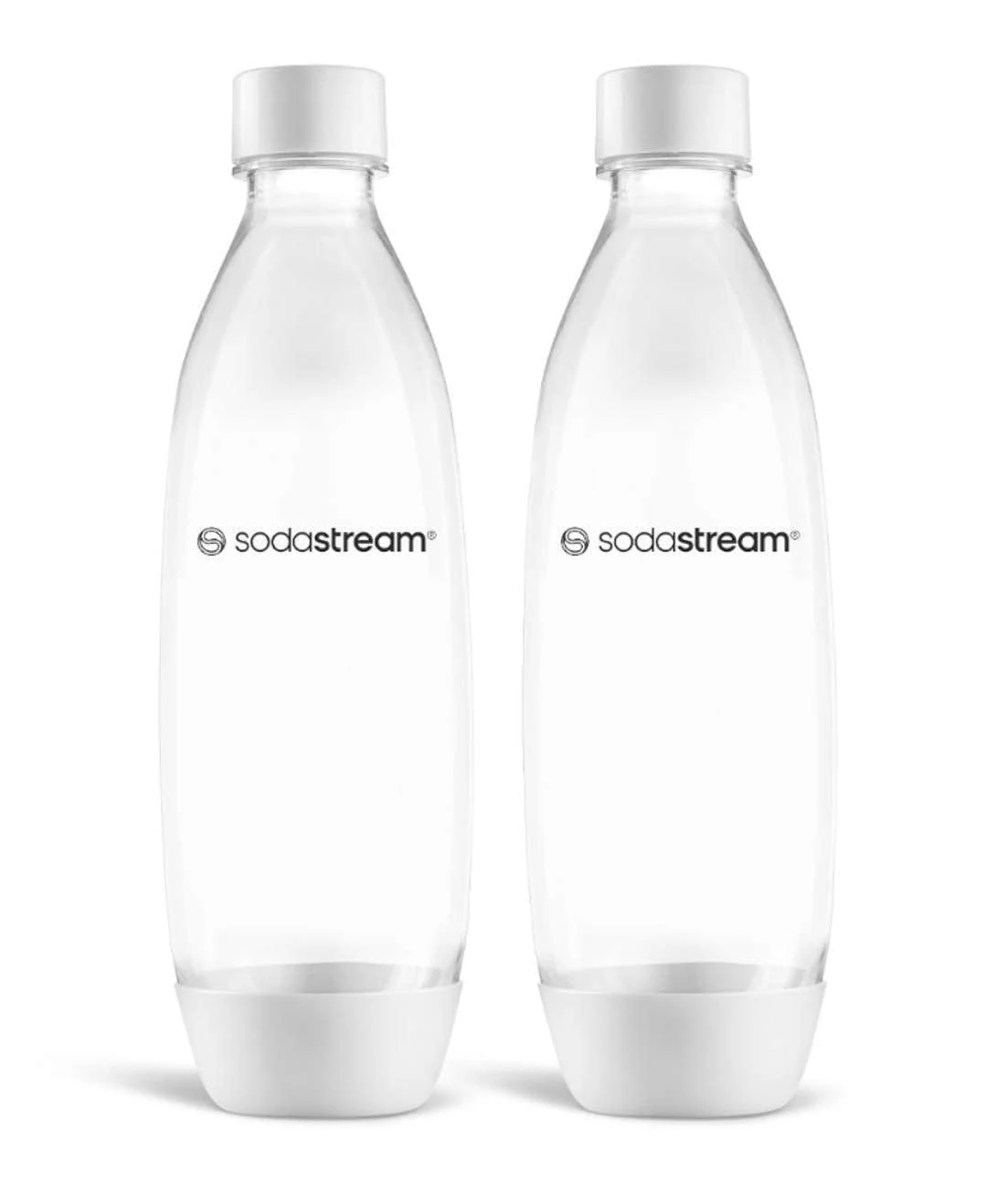 SodaStream 1 Litre Slim Reusable Dishwasher Safe Water Bottles Pack of 2 for Spirit, Terra, Art and Source Sparkling Water Makers for SodaStream Flavours - 2x 1 Litre Water, White