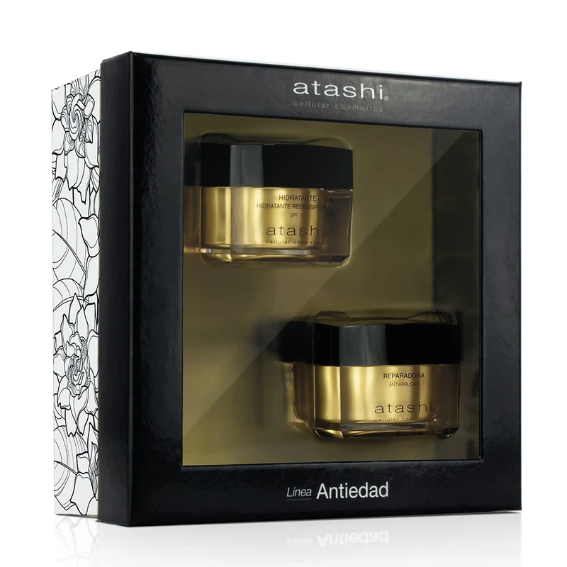 Atashi Atashi Ritual Beauty Chest Hydrate & Repair | Anti-Wrinkle Repairing Cream + Redensifying Moisturizing SPF15 | with Retinol | 50ml + 50ml.