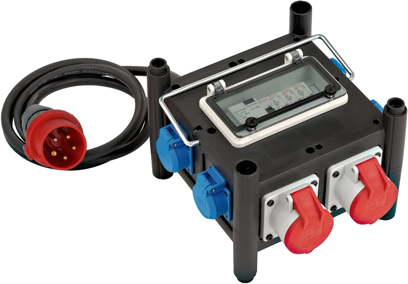 Brennenstuhl BSV 3 IP44 compact rubber construction current distributor with certified circuit breakers and FI earth switch type B (2 m RN cable, 2x CEE 400V/16A, 5x 230V/16A, Made in Germany)