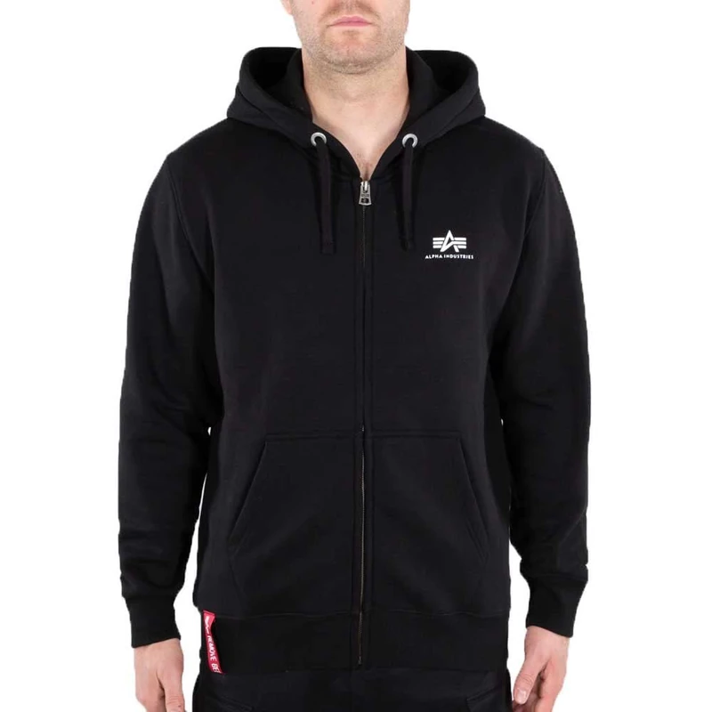 Alpha Industries Basic Zip SL Hooded Sweat for Men Black